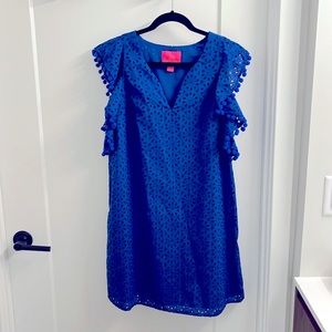 Lilly Pulitzer Eyelet Shift Dress, Size M, Cerulean Blue